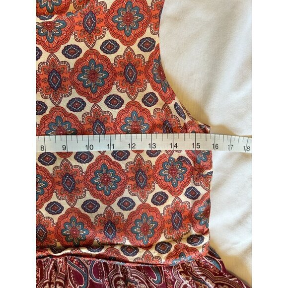 Japna Boho Floral Print Sleeveless Dress Size M Zipper Back Handmade Viscose - Picture 11 of 14
